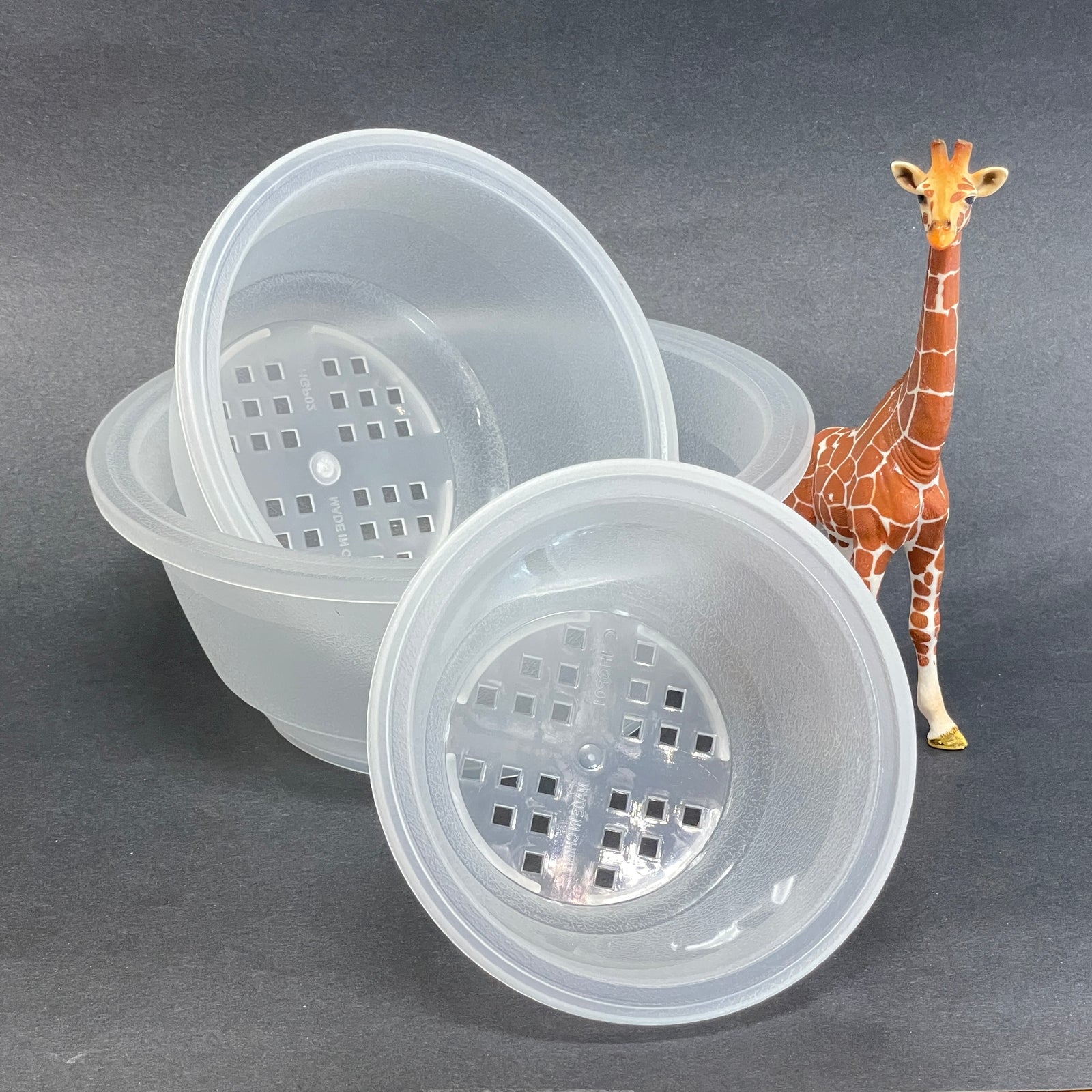 Shallow Dish Pots - Round - Plastic - Clear