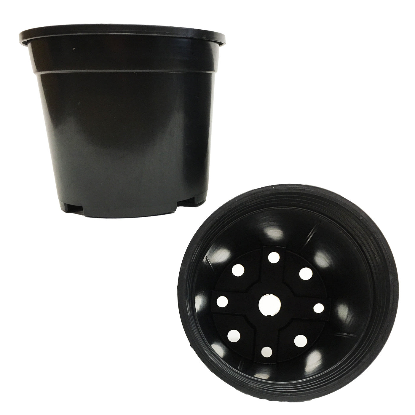 black round planter pot Round Plastic Pots - Black